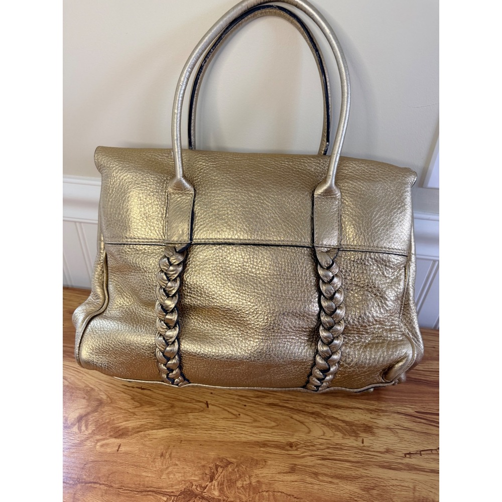 Rare Mulberry Bayswater Metallic Gold Leather Braided Handle Bag Vintage Y2K - Picture 2 of 16